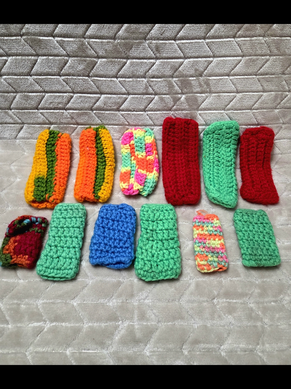 Handamde Multicolor & Crochet Kitchen Pot Handle Covers- Set of 12
